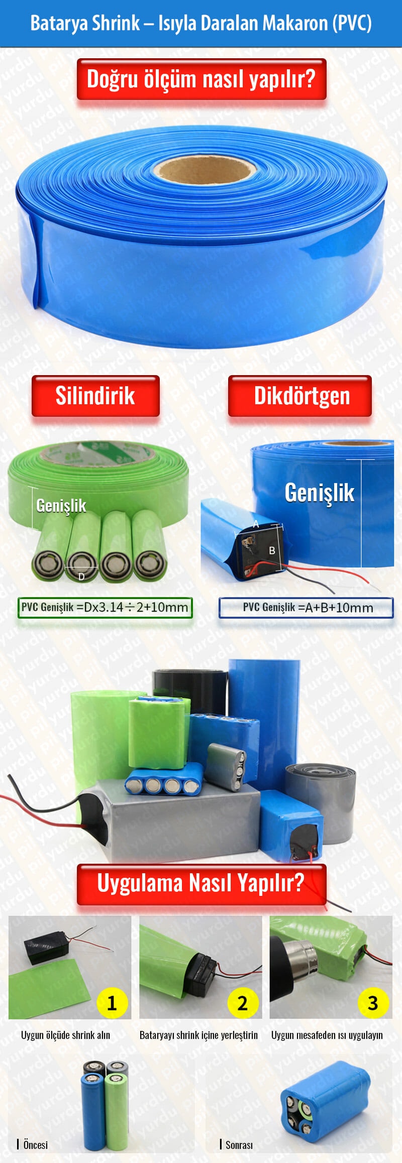50 mm Batarya Shrink – Isıyla Daralan PVC (Makaron) 1 Batarya Shrink – Isıyla Daralan Makaron (PVC)